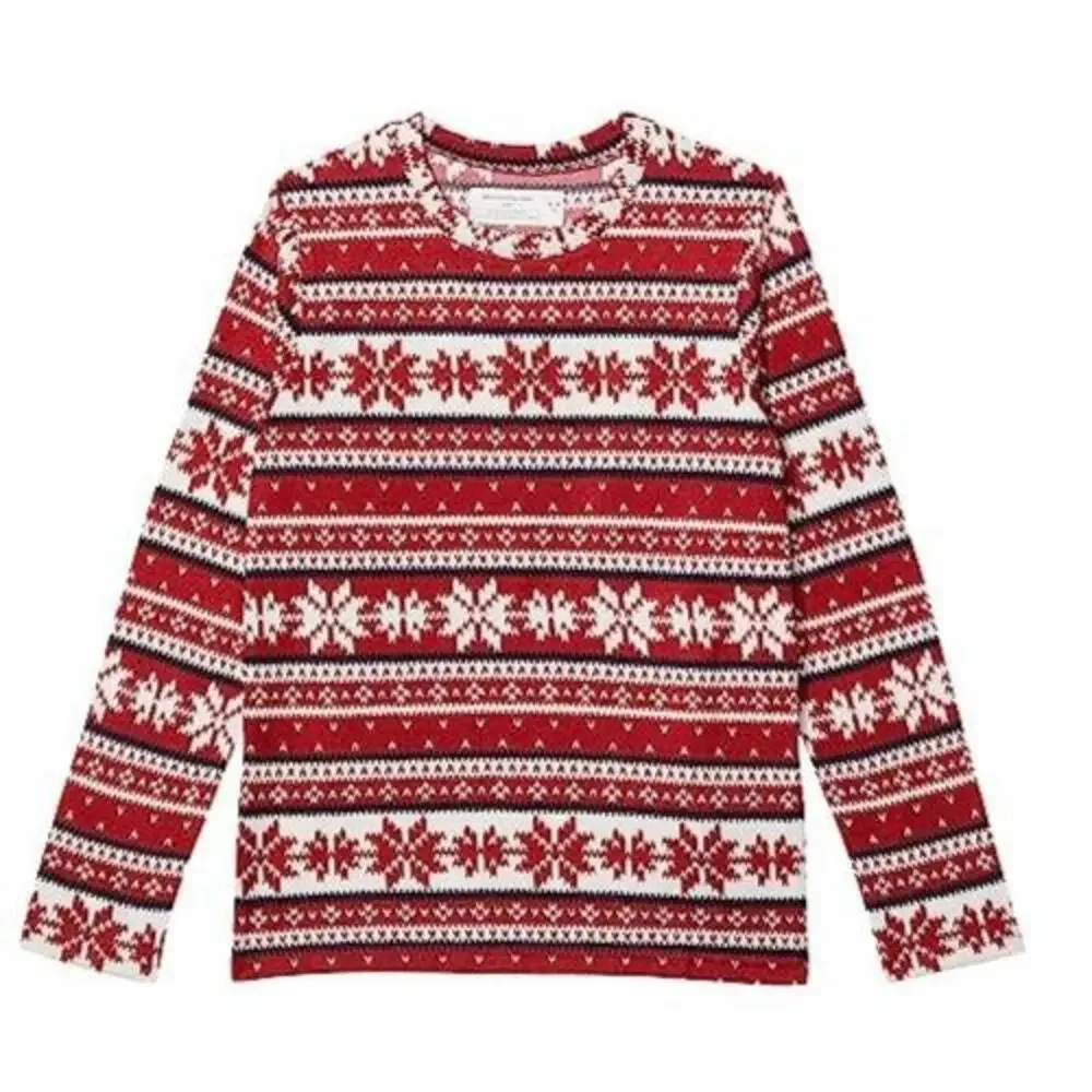 Abercrombie Holiday Snit Pajama Kids 11-12 Red Aztec Long Sleeve Pullover GBO190